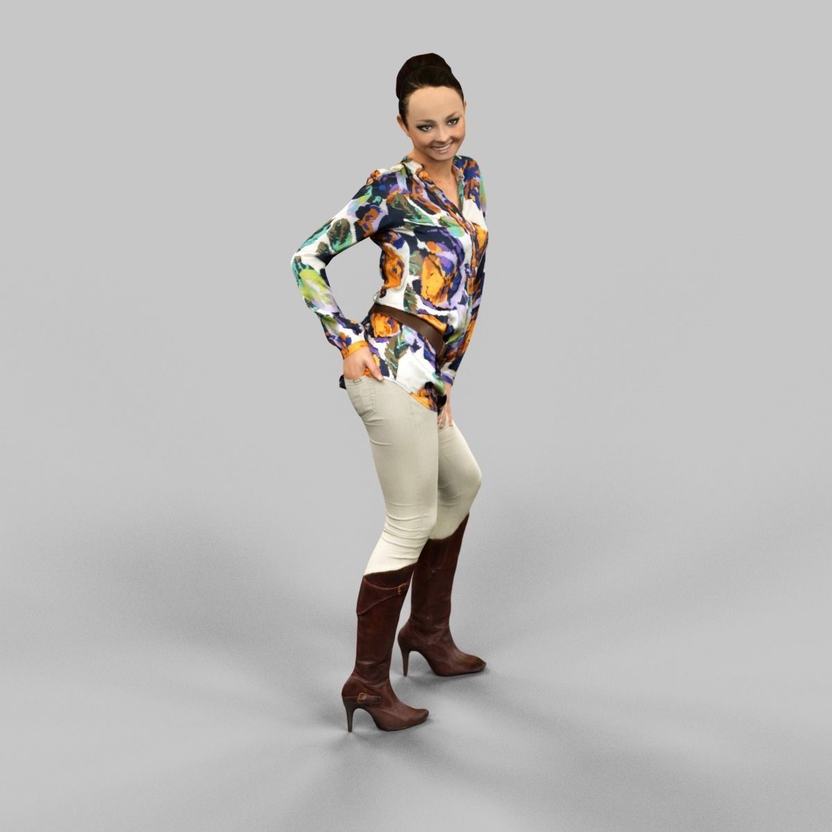 Girl in sexy Pose Low-poly 3D model_2