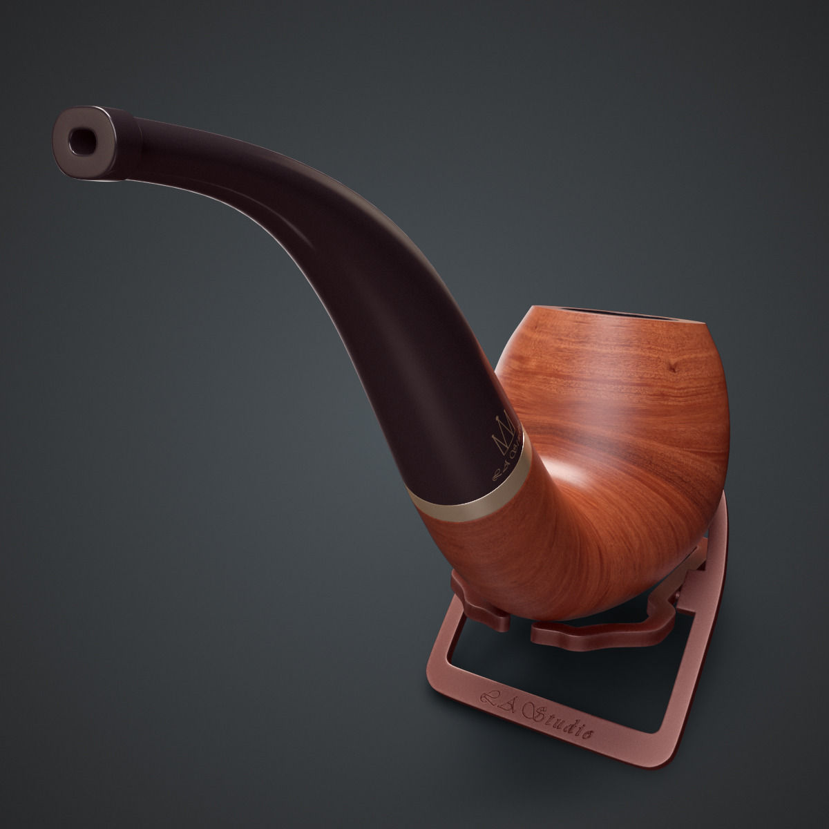 Smoking Pipe Interior Decoration Element Low-poly 3D model_7