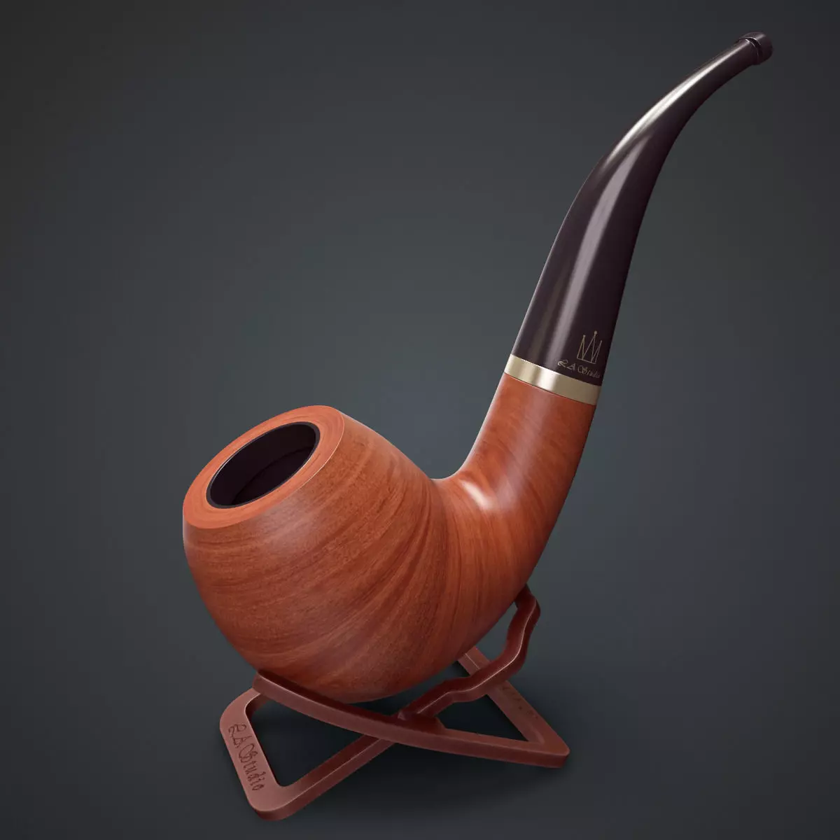 Smoking Pipe Interior Decoration Element Low-poly 3D model_0