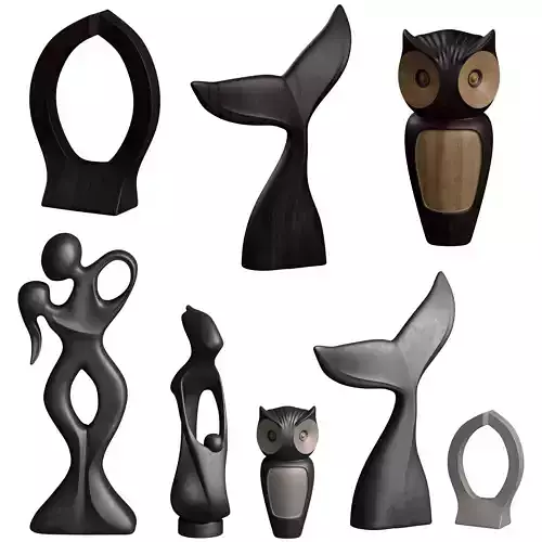 decor set owl sculptures