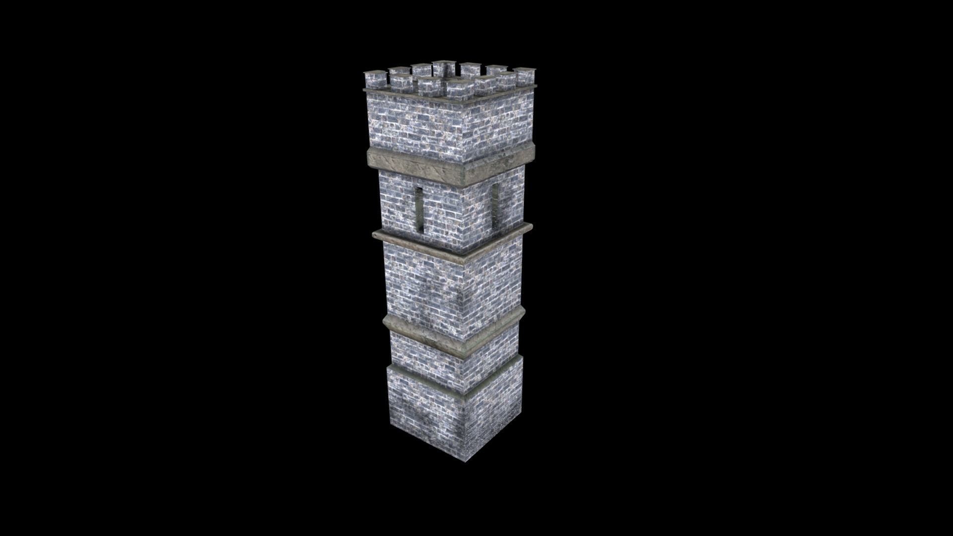 Medieval Tower Low-poly 3D model_5