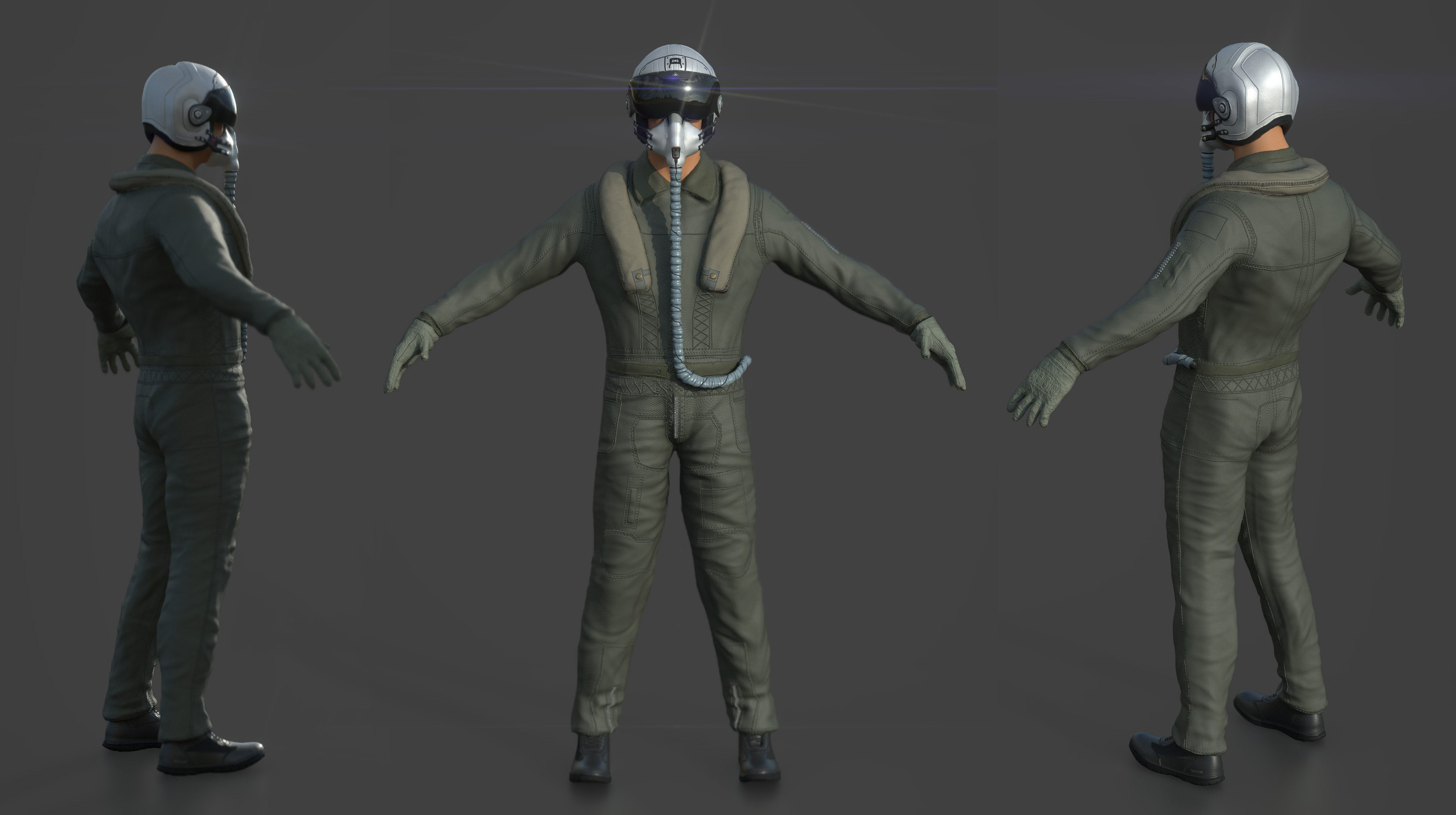 Pilot man in suit 3D model_2