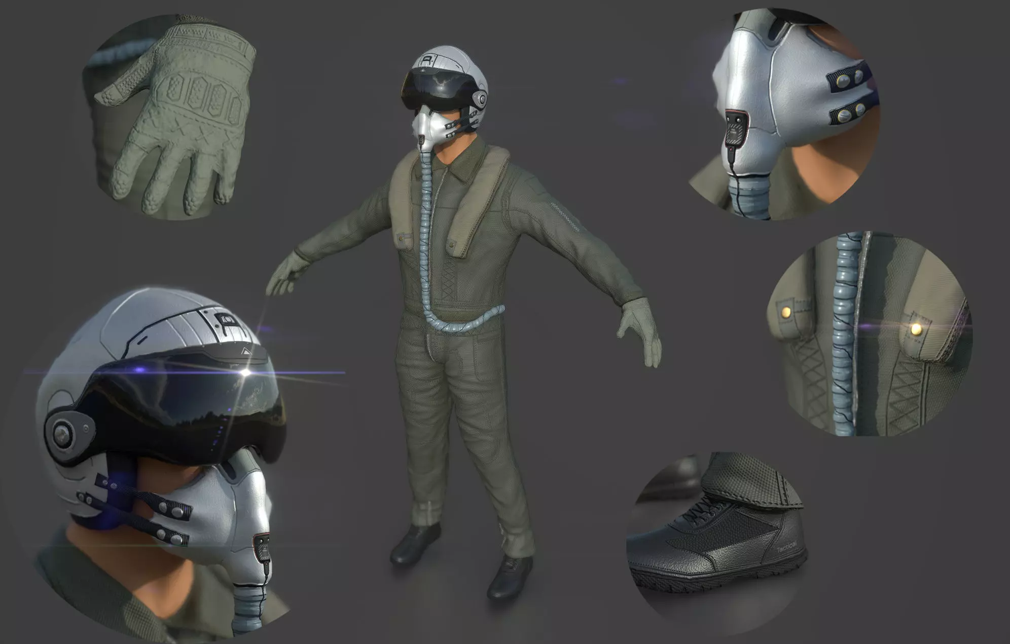 Pilot man in suit 3D model_0