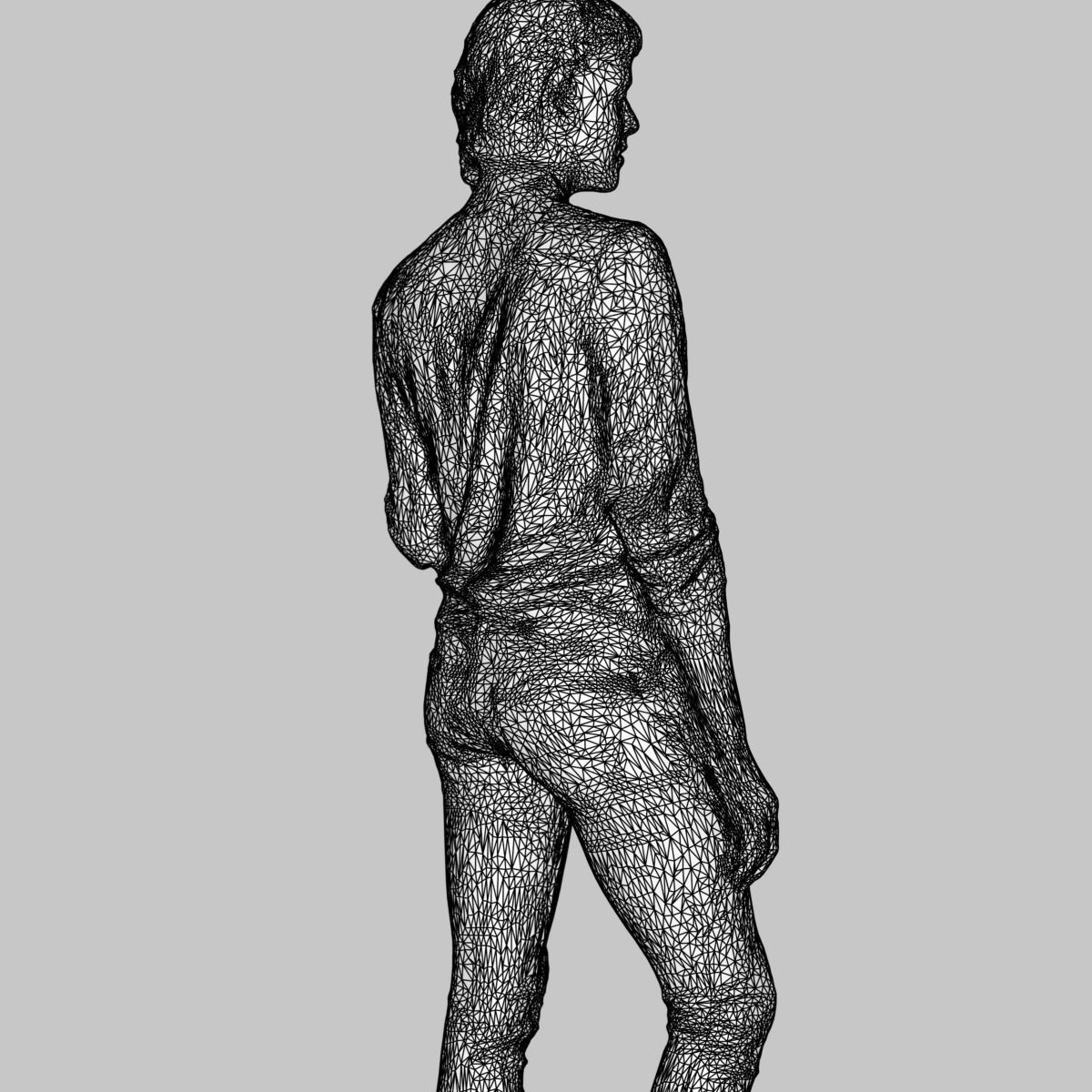 Girl in blue vest and jeans Low-poly 3D model_6