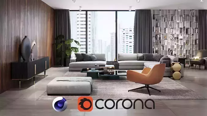 Apartment Scene for Cinema 4D and Corona Renderer 3D model
