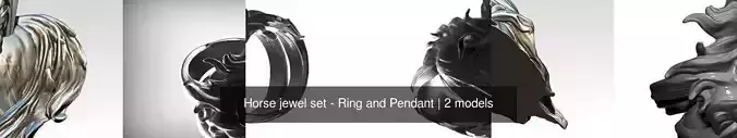 Horse jewel set - Ring and Pendant 3D Model Collection
