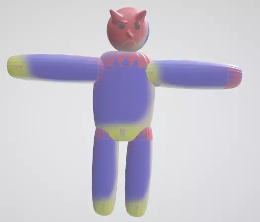 Devil Figure Stick Man Low-poly 3D model