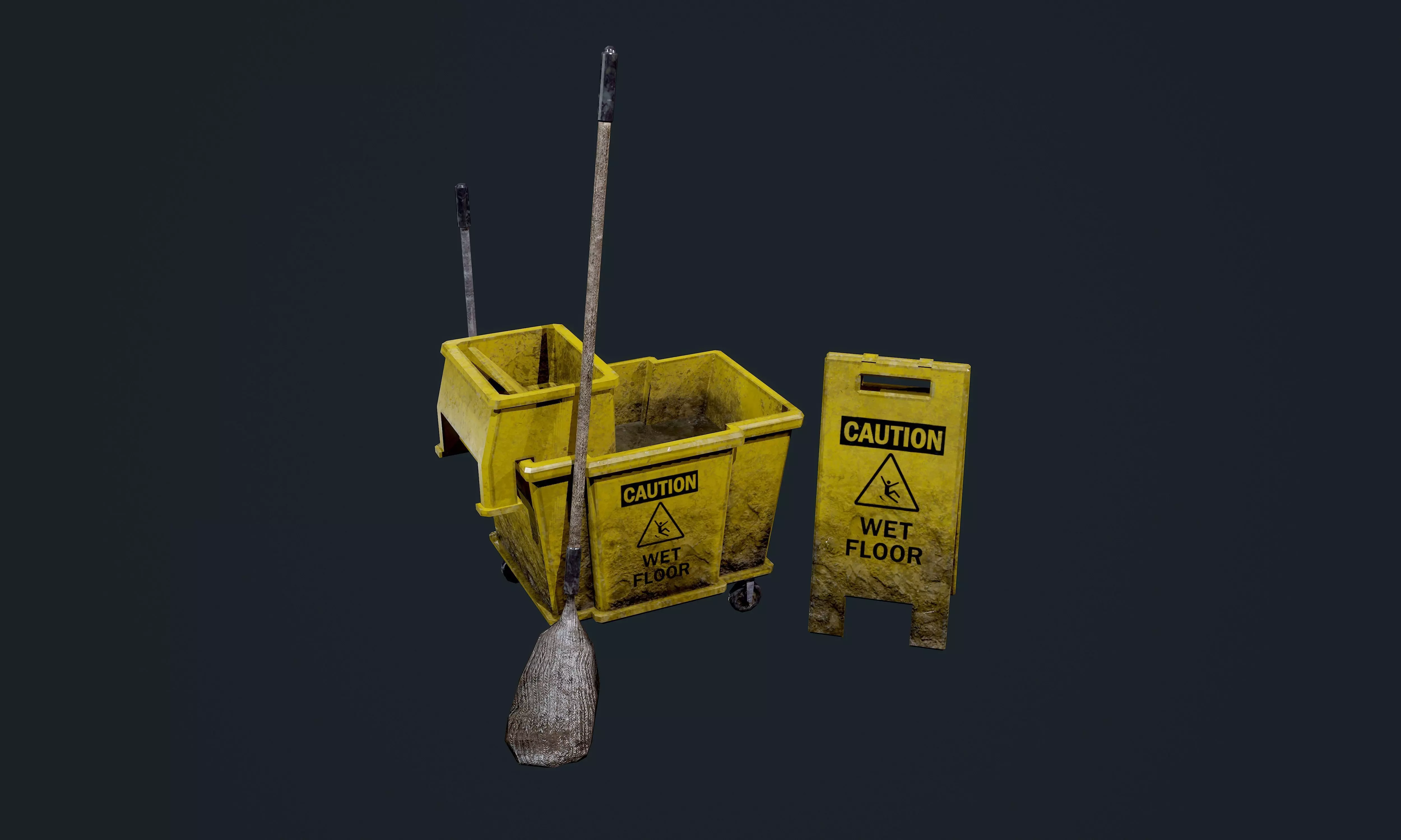 Mop Bucket Game Ready 03 Low-poly 3D model_0