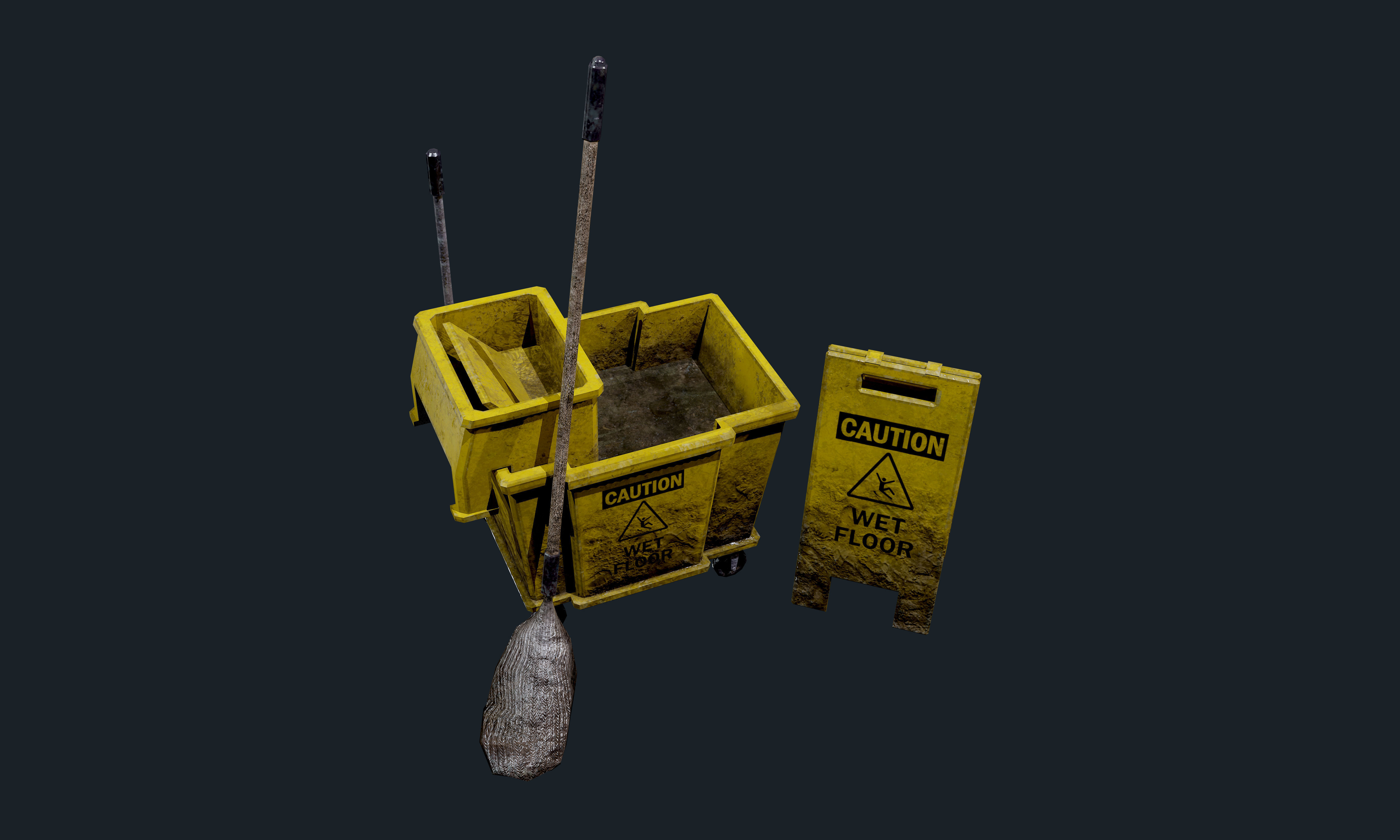 Mop Bucket Game Ready 03 Low-poly 3D model_2