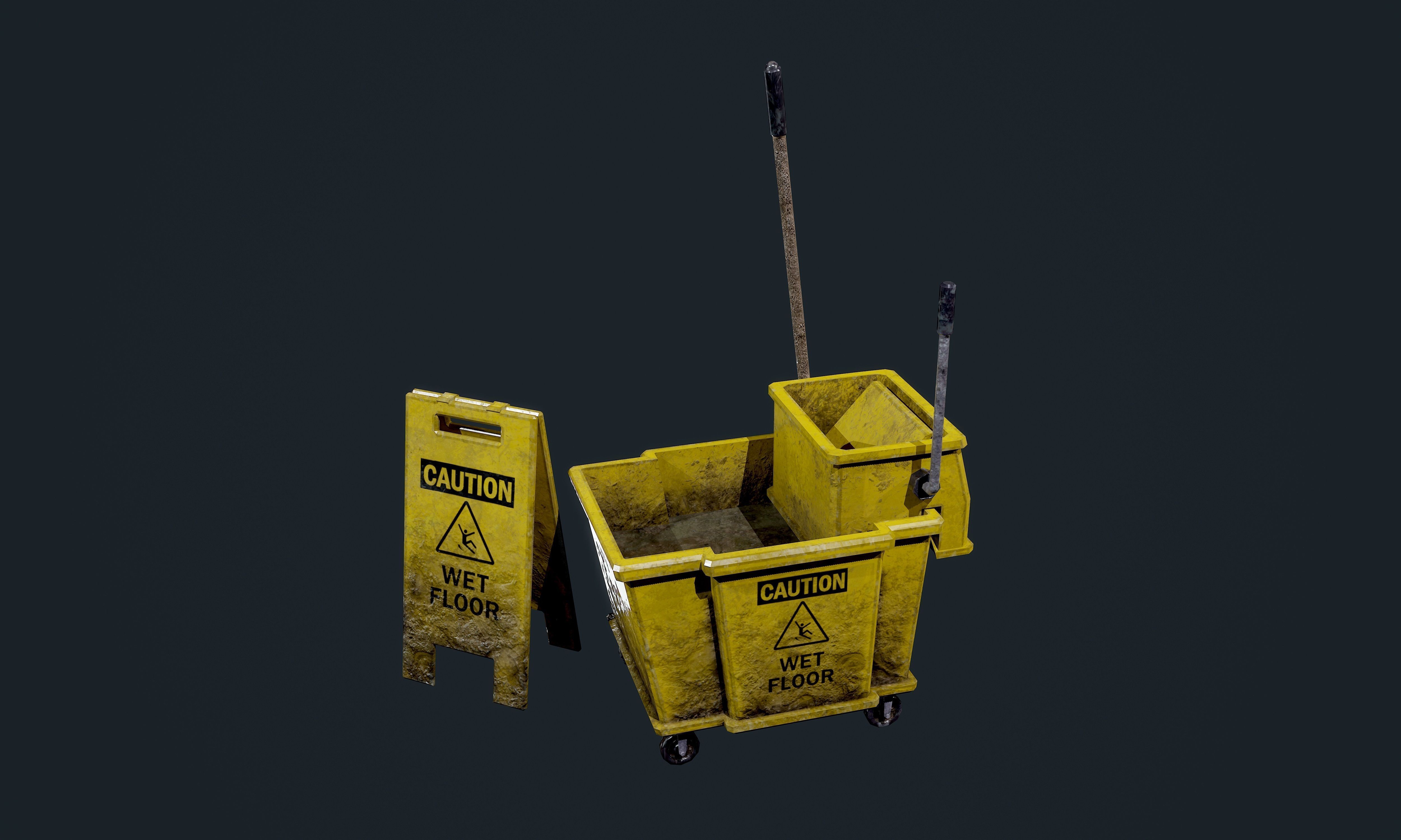 Mop Bucket Game Ready 03 Low-poly 3D model_1