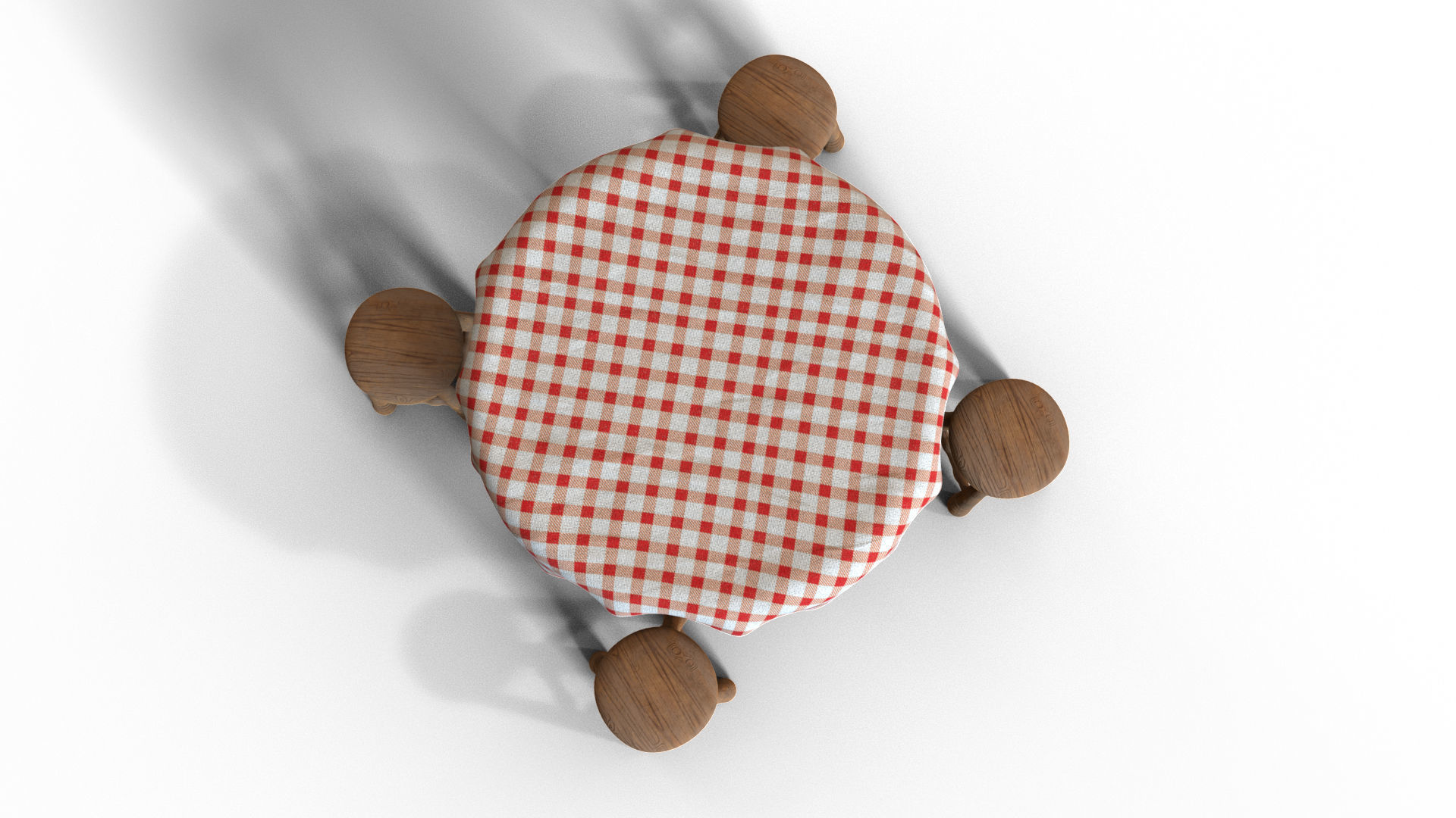 Table And Stools  Low-poly 3D model_6
