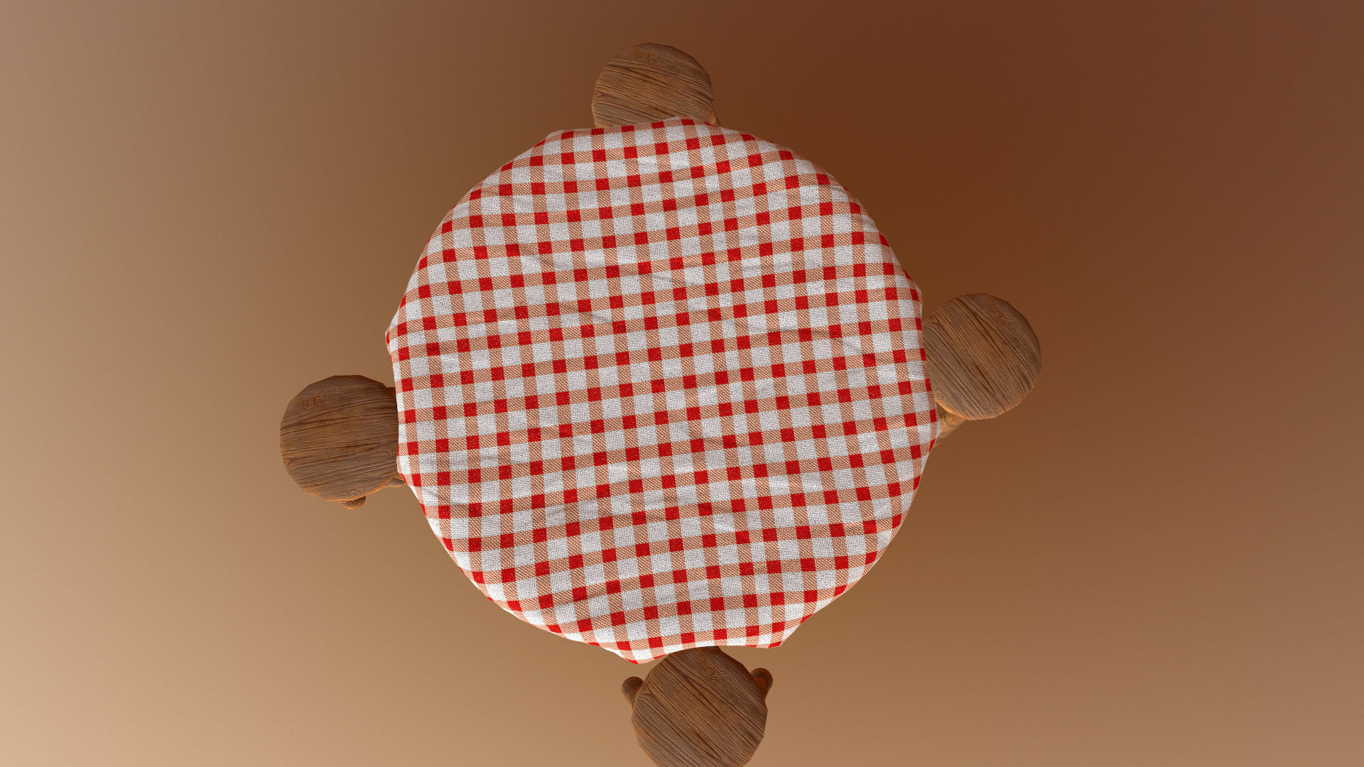 Table And Stools  Low-poly 3D model_15