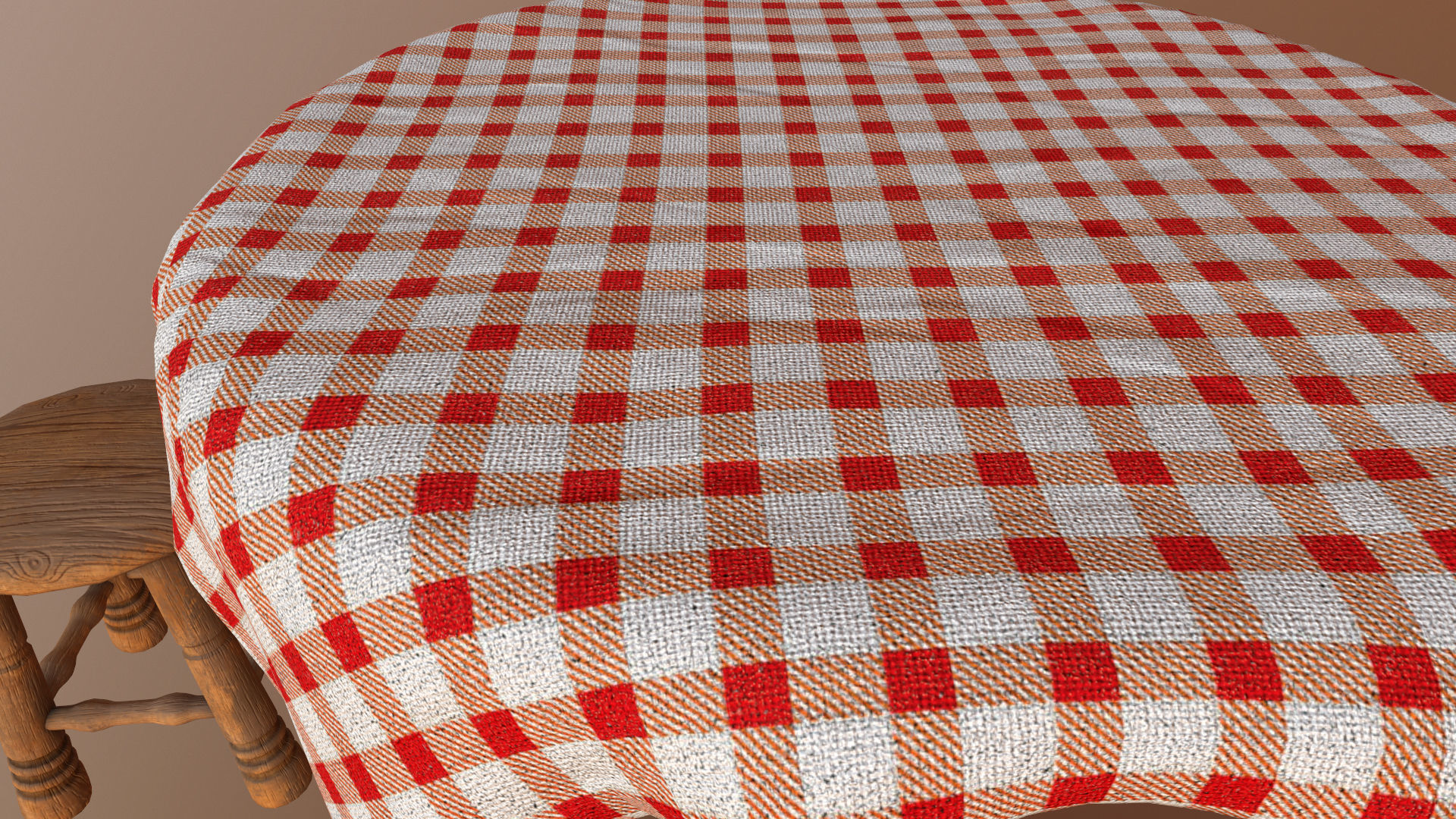 Table And Stools  Low-poly 3D model_14