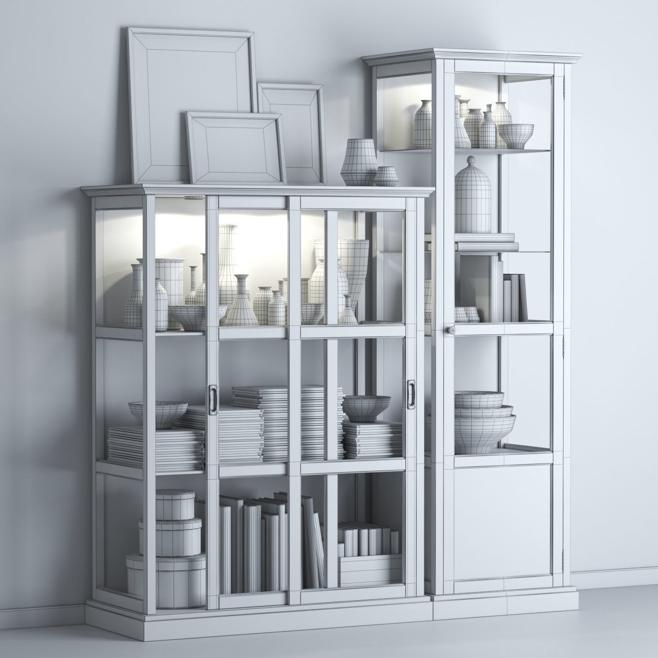 MALSJO Glass-door cabinets black stained black stained 3D model_2