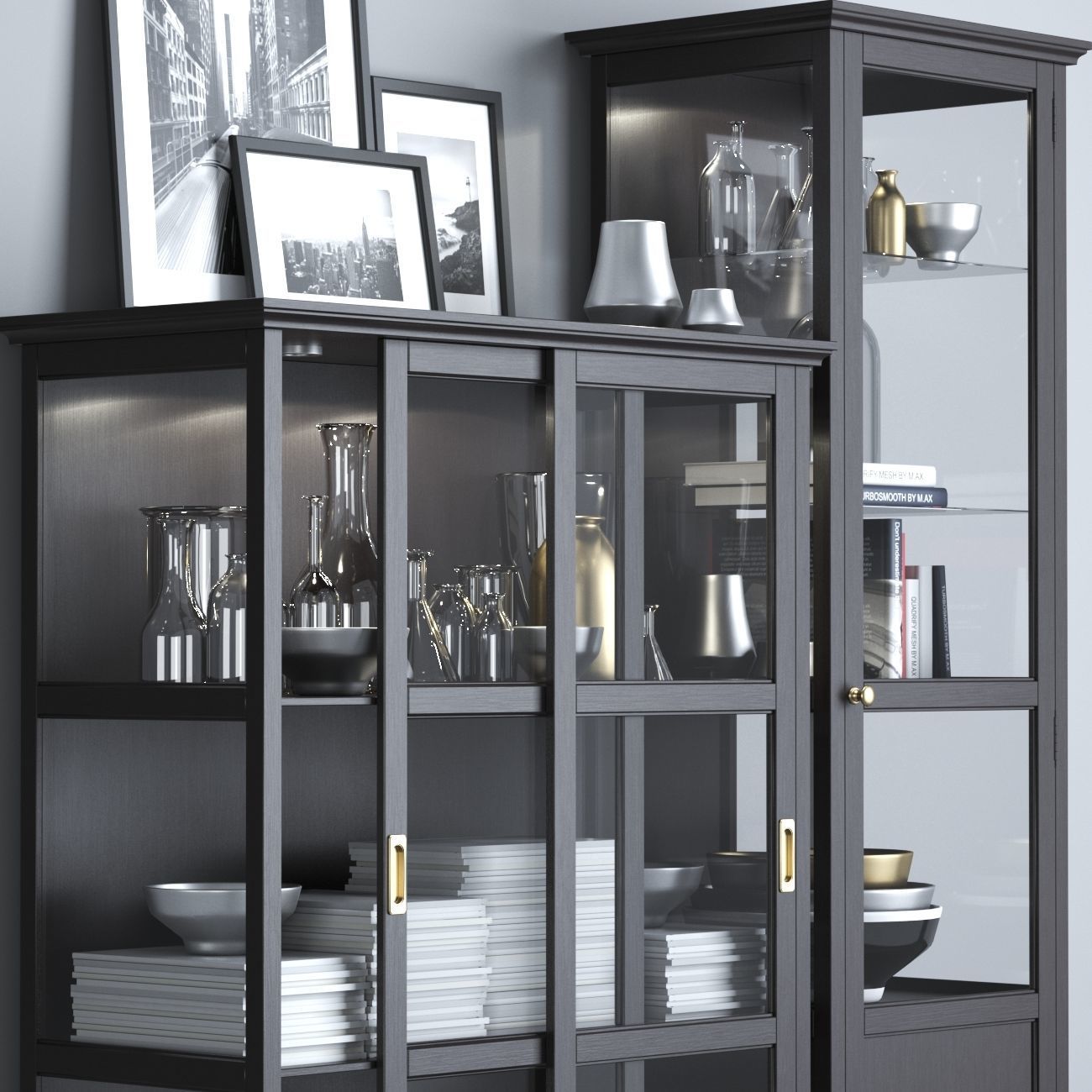 MALSJO Glass-door cabinets black stained black stained 3D model_3