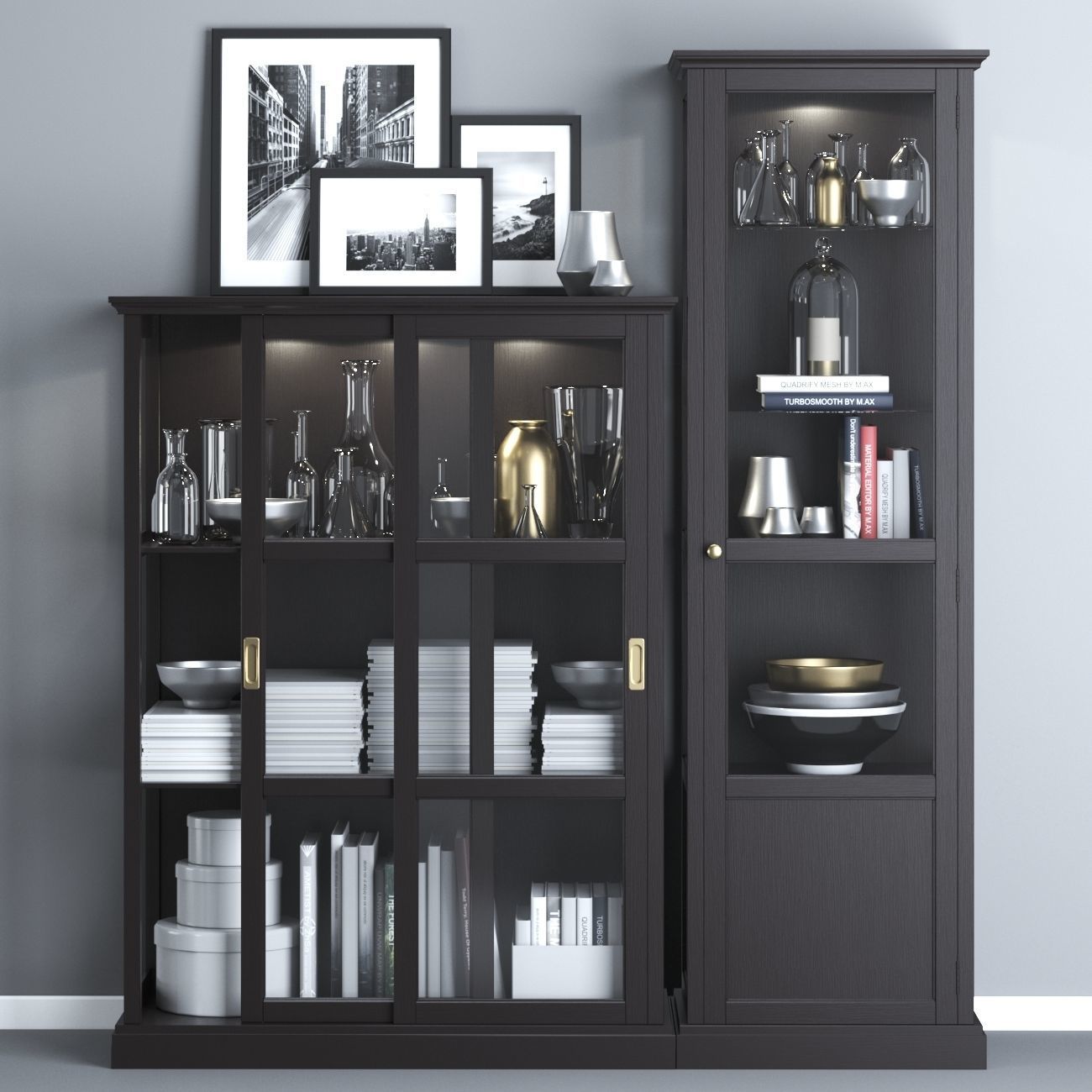 MALSJO Glass-door cabinets black stained black stained 3D model_1