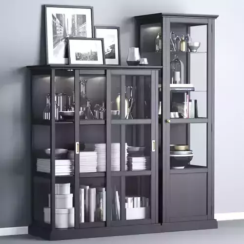 MALSJO Glass-door cabinets black stained black stained 3D model