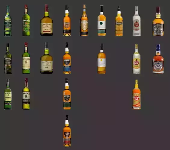 Bottles scotch whisky pack for sims Low-poly 3D model
