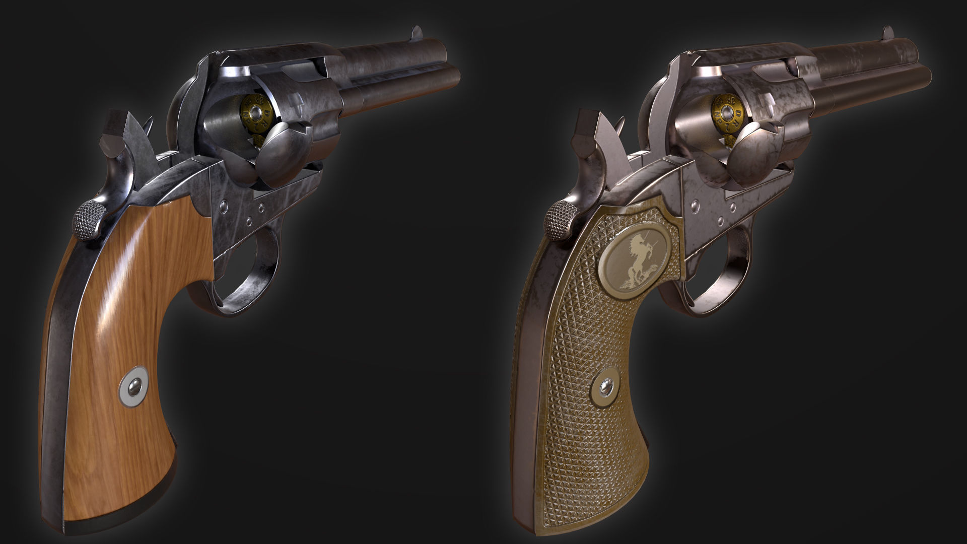 Colt SAA Bisley Low Poly Game Ready Low-poly 3D model_3