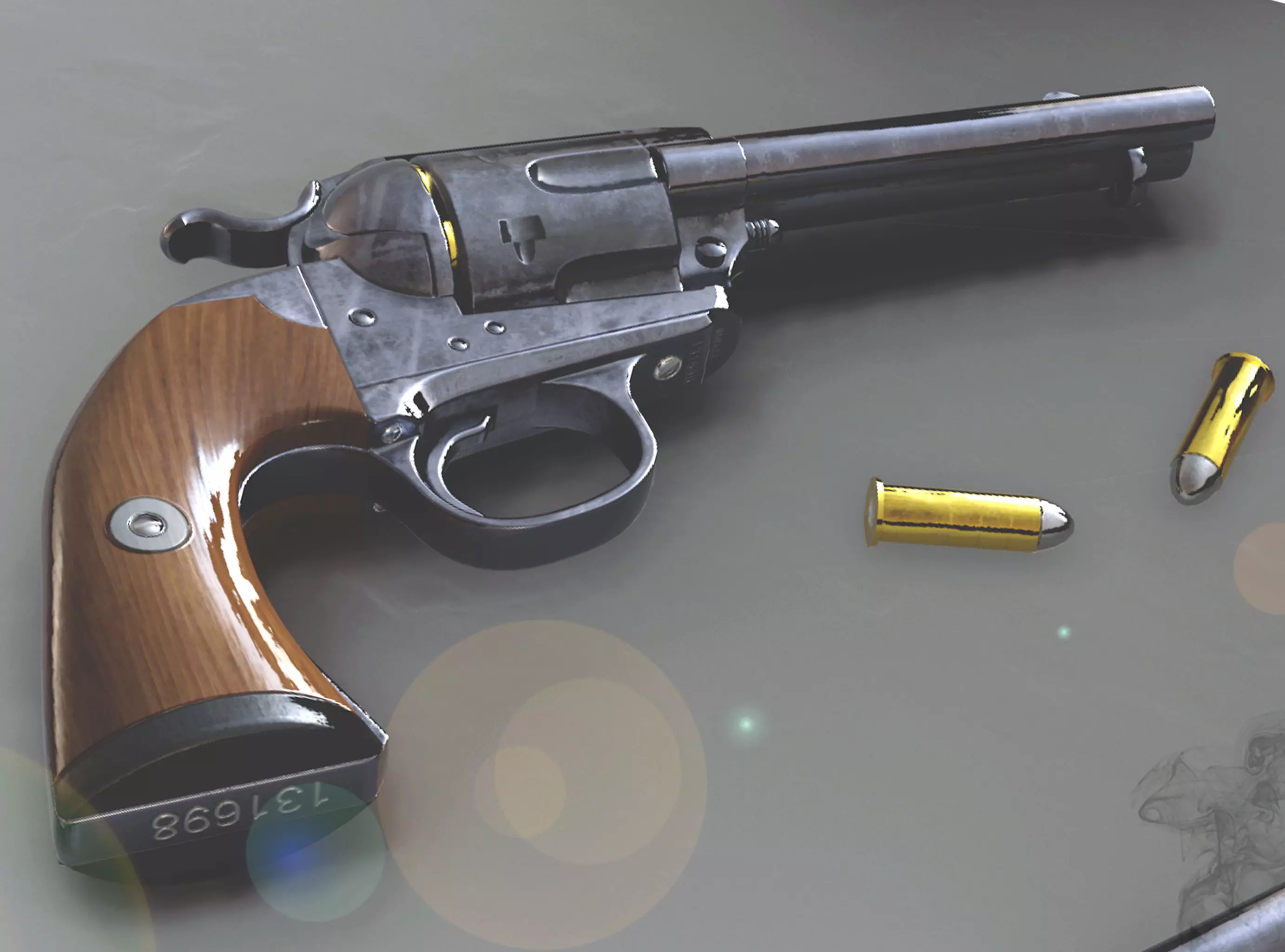 Colt SAA Bisley Low Poly Game Ready Low-poly 3D model_0