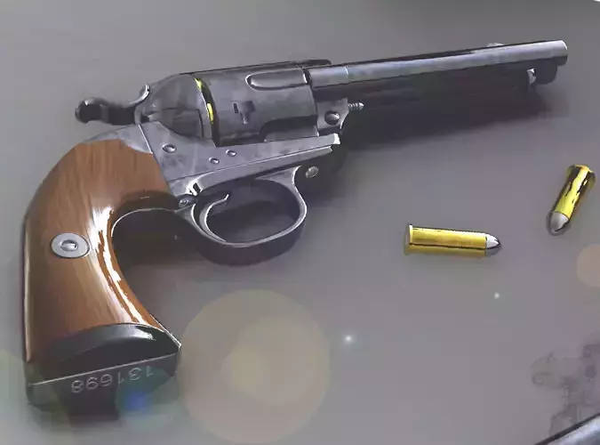 Colt SAA Bisley Low Poly Game Ready Low-poly 3D model