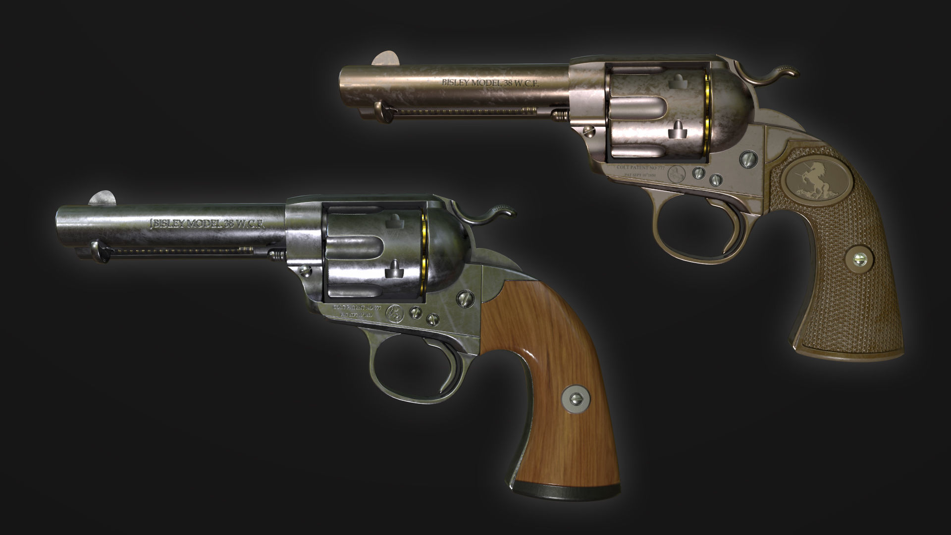 Colt SAA Bisley Low Poly Game Ready Low-poly 3D model_7