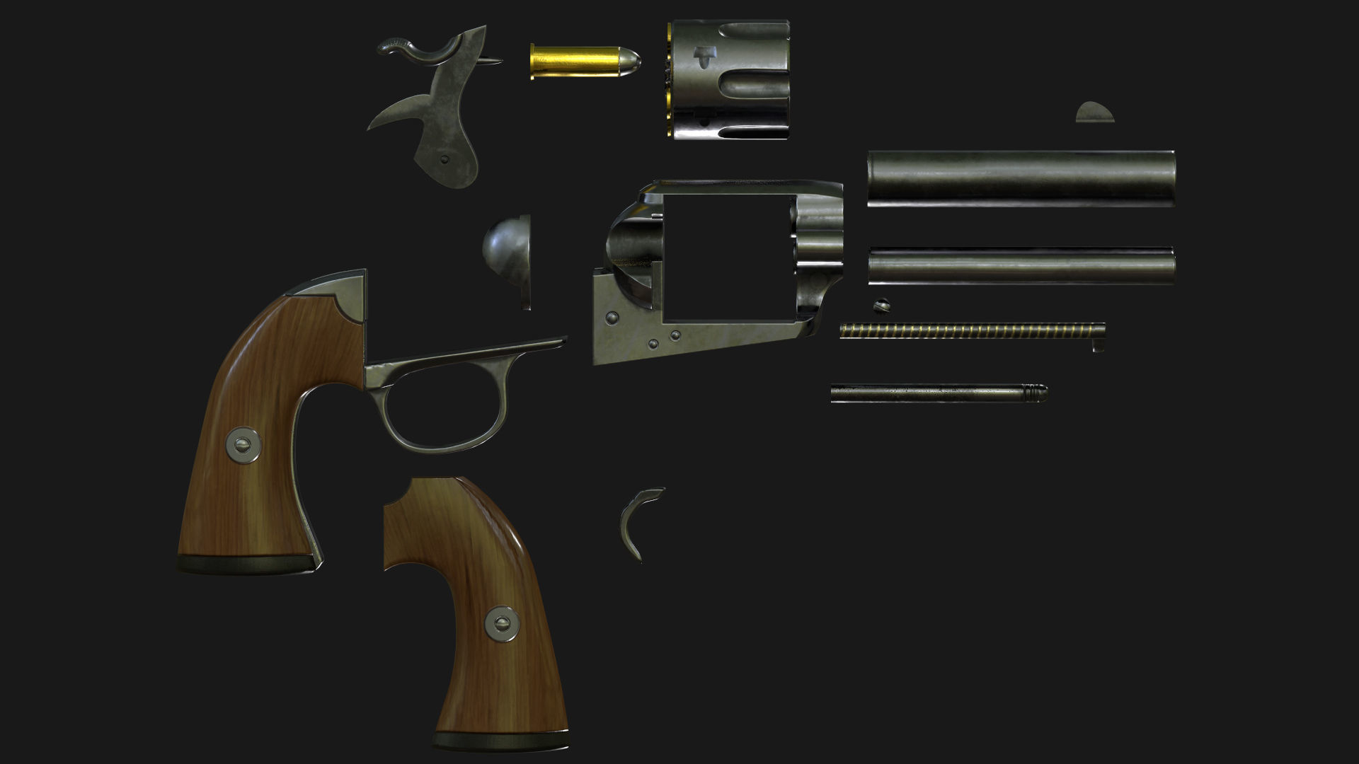 Colt SAA Bisley Low Poly Game Ready Low-poly 3D model_12