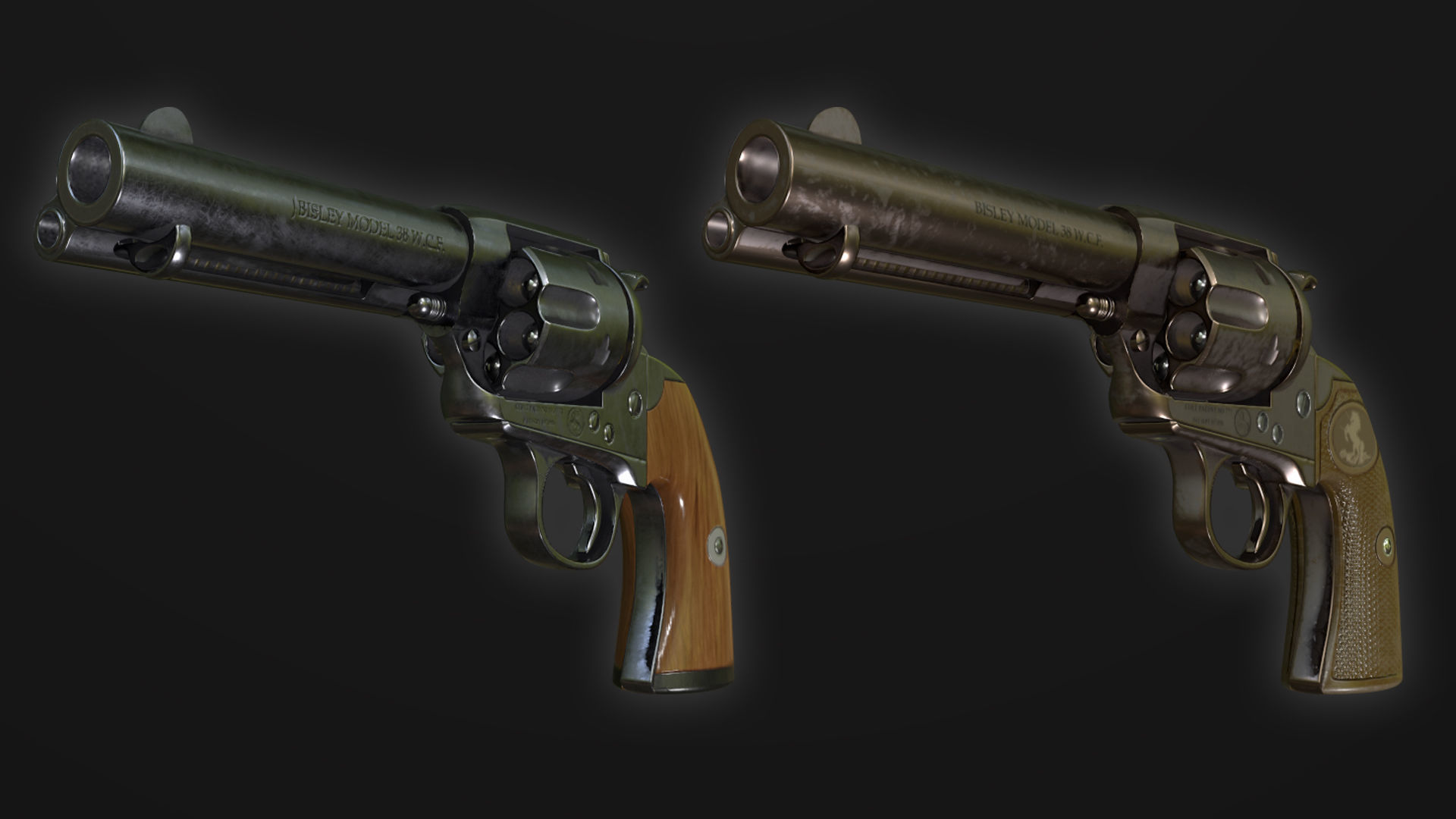 Colt SAA Bisley Low Poly Game Ready Low-poly 3D model_8