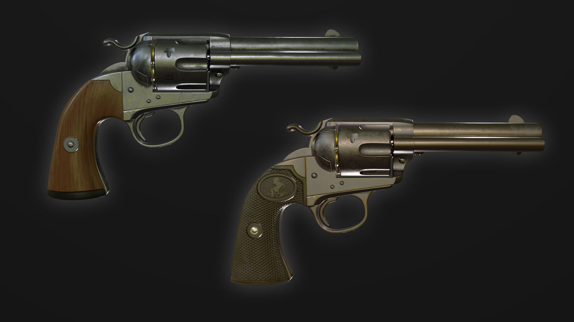 Colt SAA Bisley Low Poly Game Ready Low-poly 3D model_10
