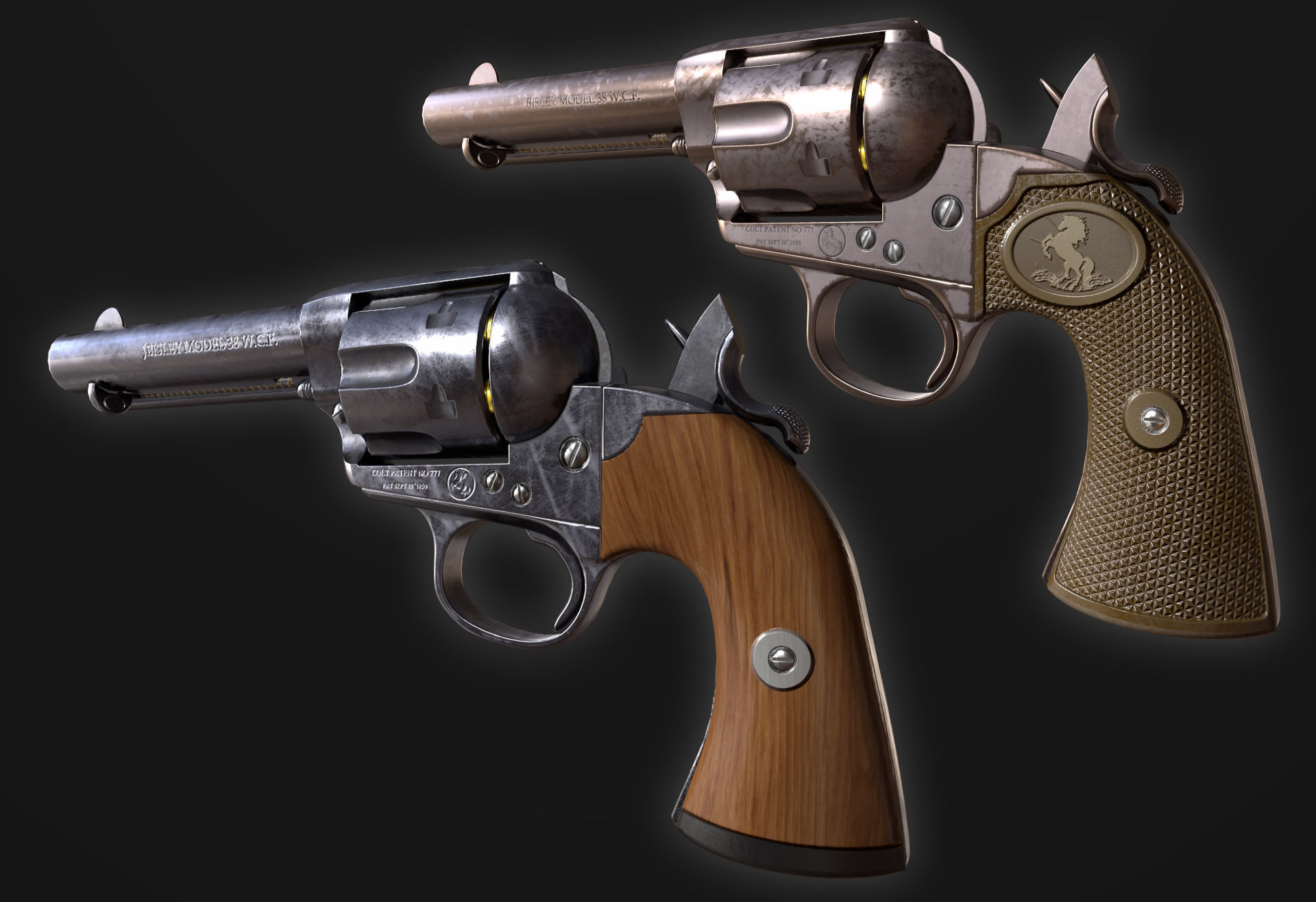 Colt SAA Bisley Low Poly Game Ready Low-poly 3D model_5
