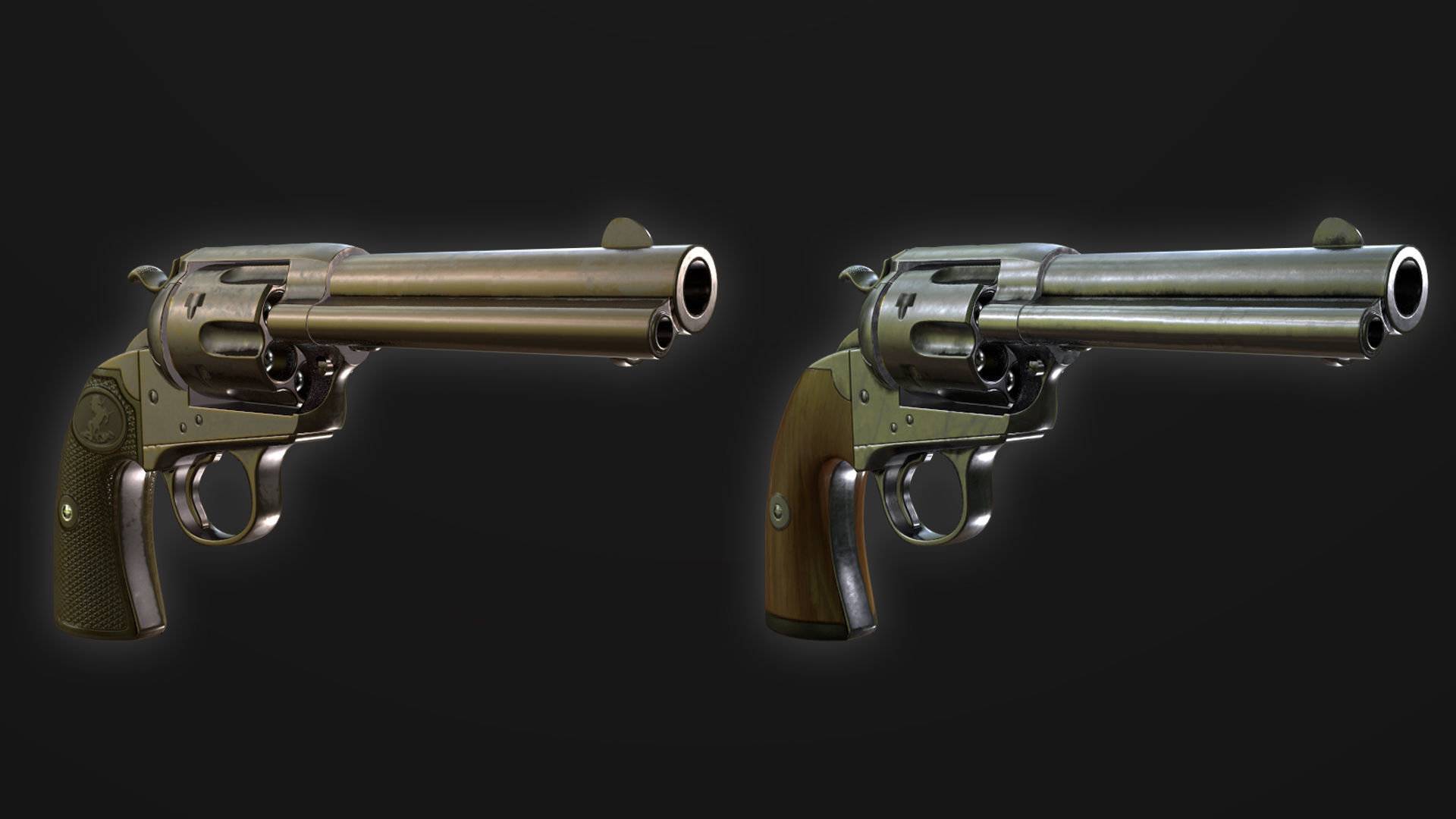 Colt SAA Bisley Low Poly Game Ready Low-poly 3D model_9