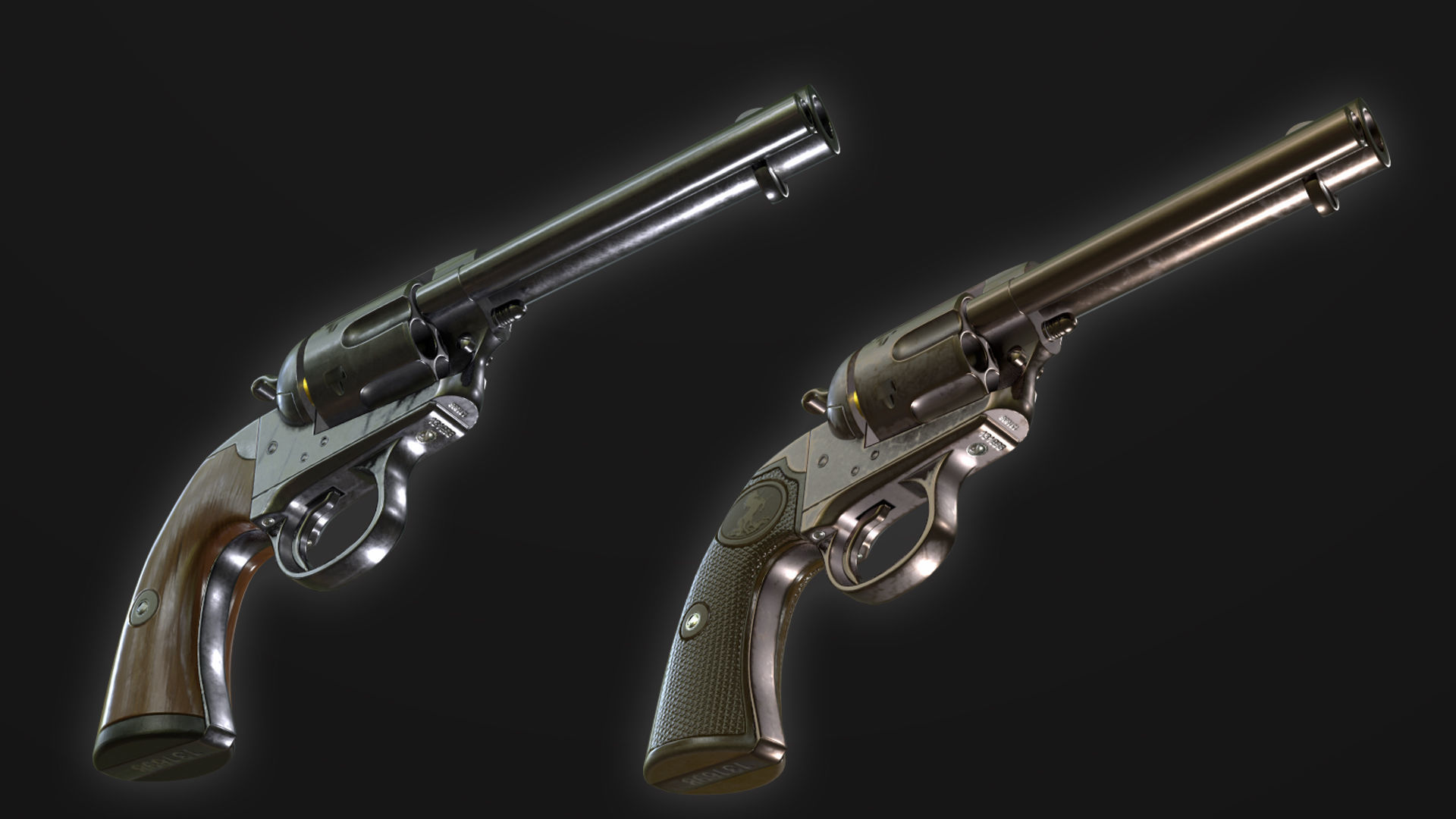 Colt SAA Bisley Low Poly Game Ready Low-poly 3D model_11