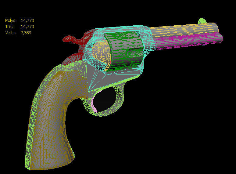 Colt SAA Bisley Low Poly Game Ready Low-poly 3D model_13