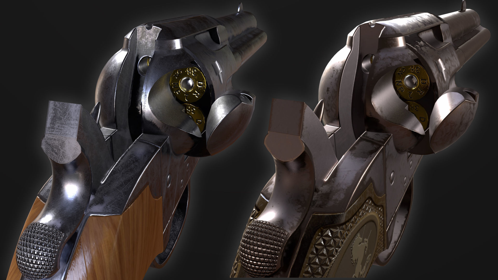 Colt SAA Bisley Low Poly Game Ready Low-poly 3D model_6