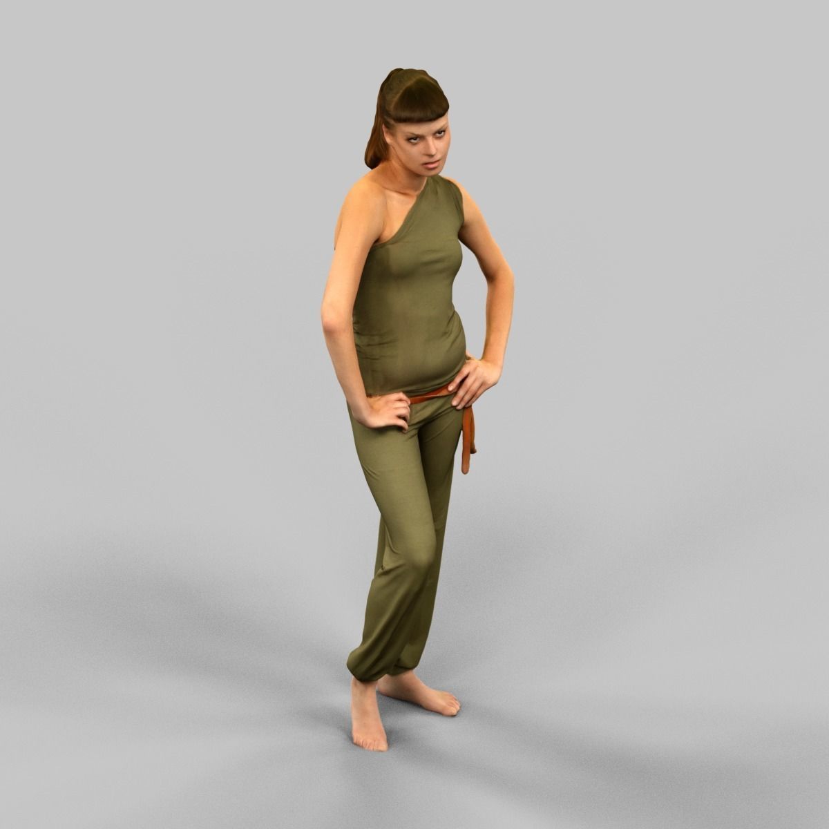 6 casual clothed girls Low-poly 3D model_7