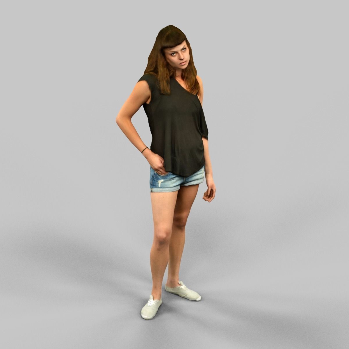 6 casual clothed girls Low-poly 3D model_4
