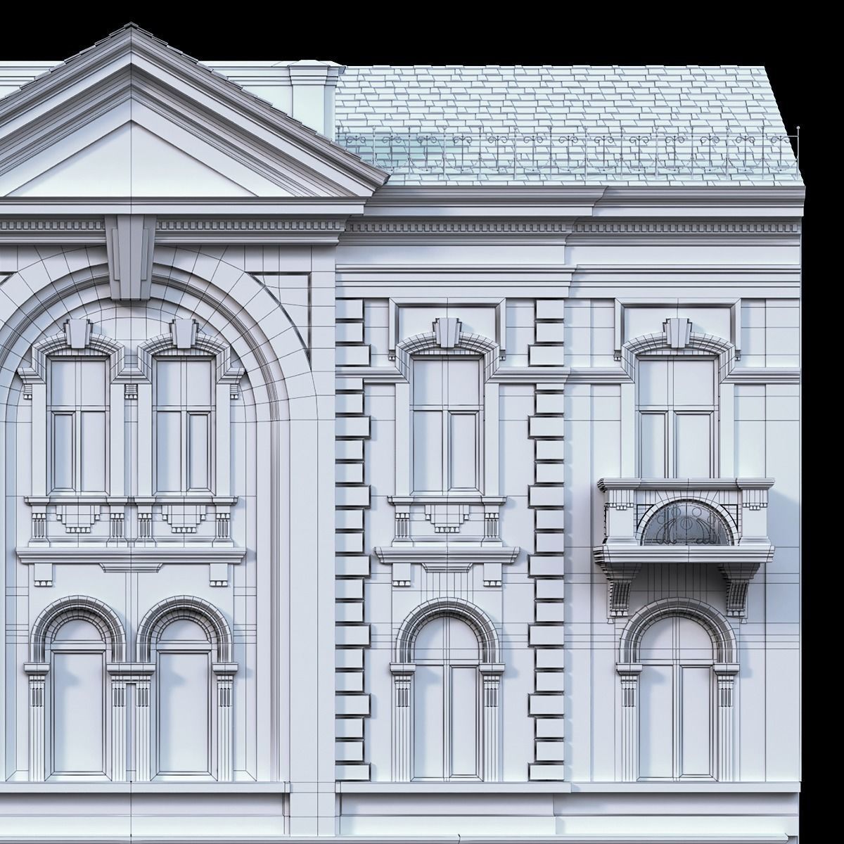European Building facade 01 3D model_6