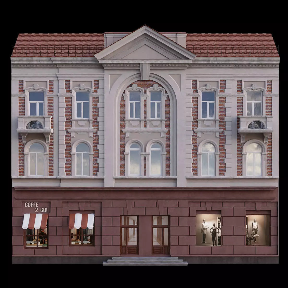 European Building facade 01 3D model_0