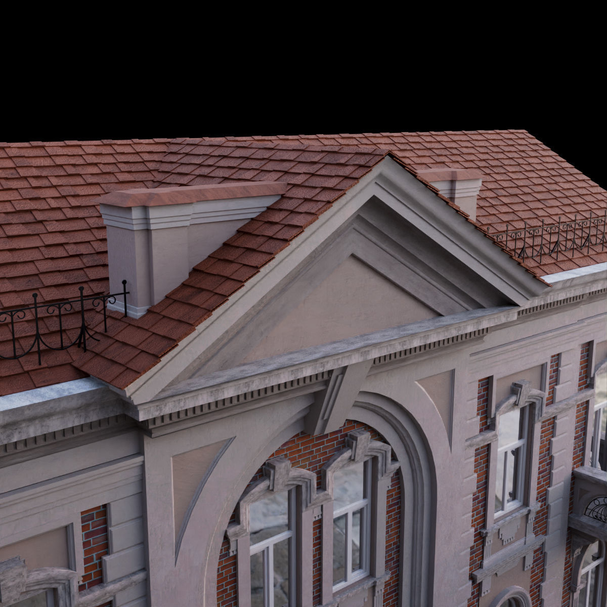 European Building facade 01 3D model_5