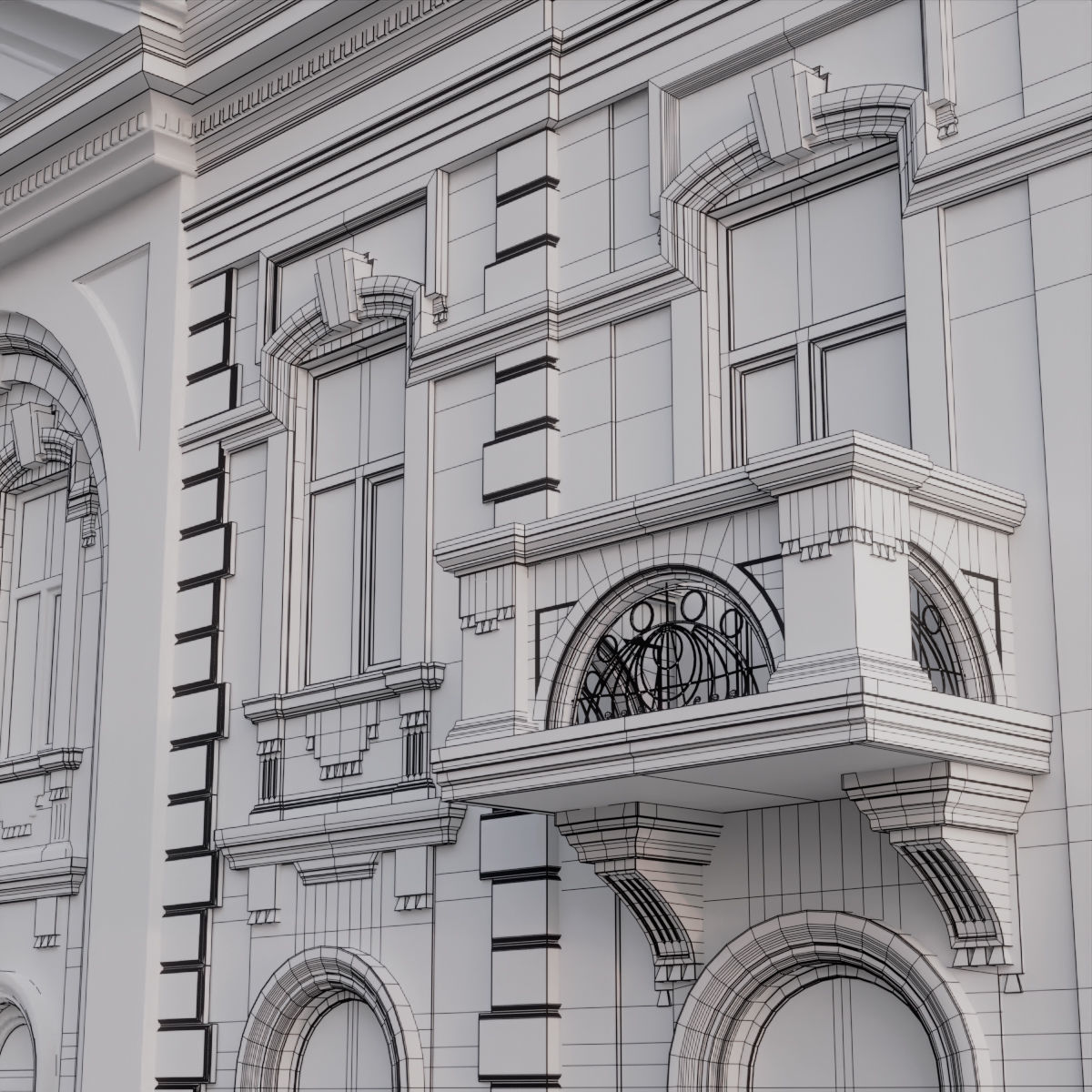 European Building facade 01 3D model_3