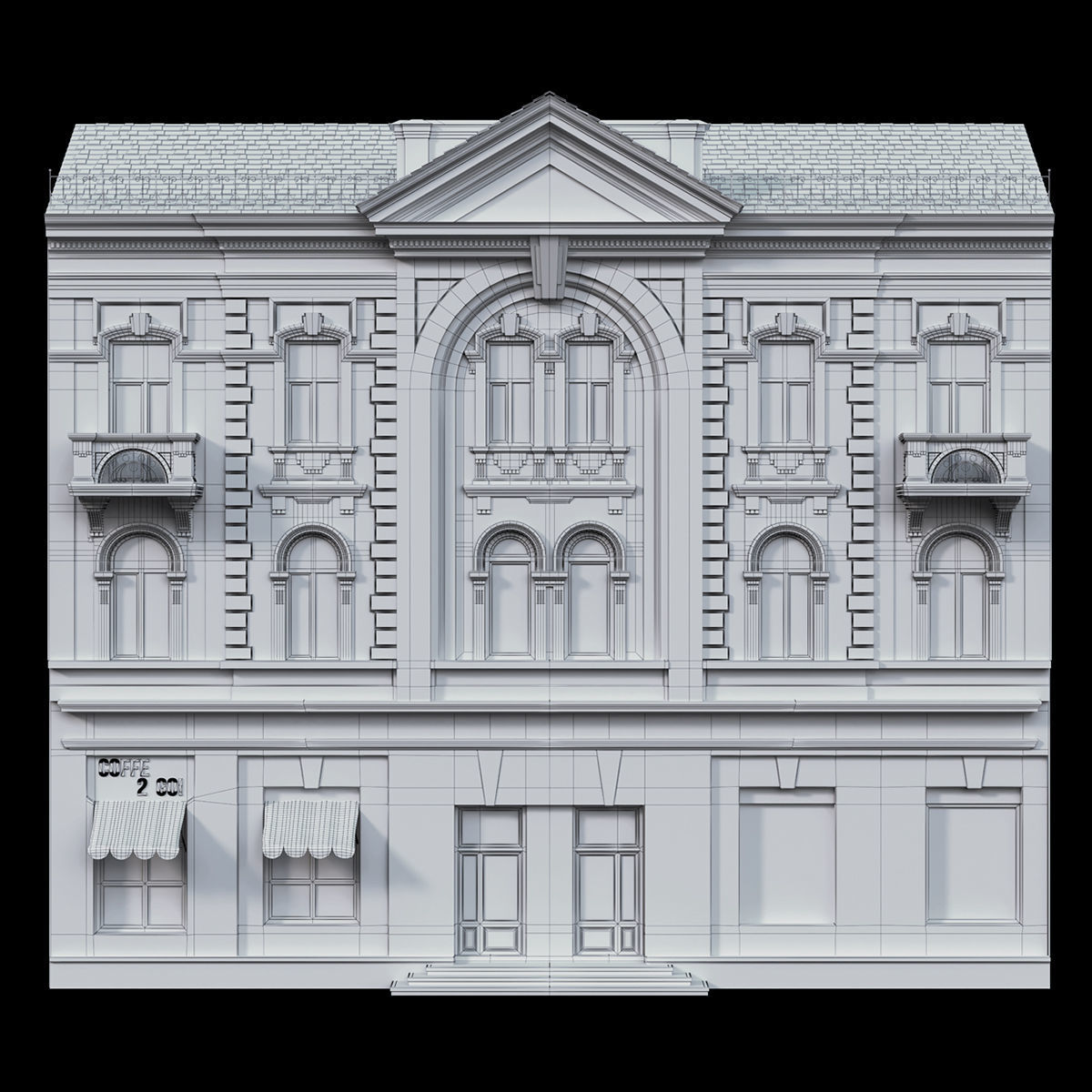 European Building facade 01 3D model_1