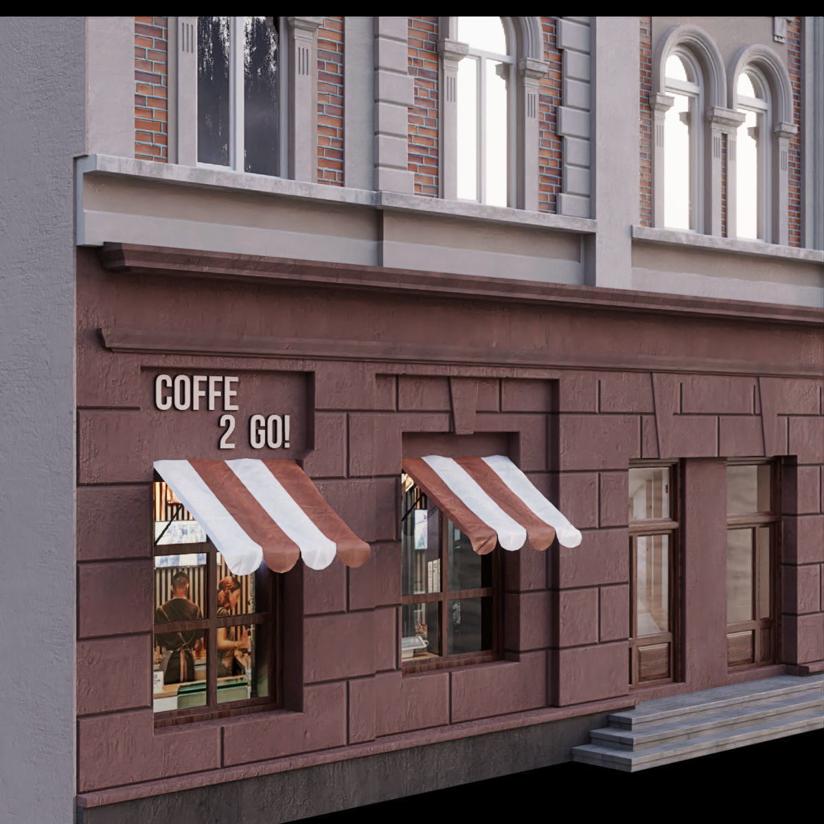 European Building facade 01 3D model_4