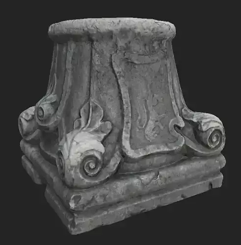 Ruined column capital Low-poly 3D model