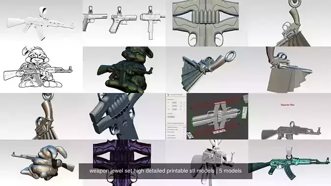 weapon jewel set high detailed printable stl models 3D Model Collection