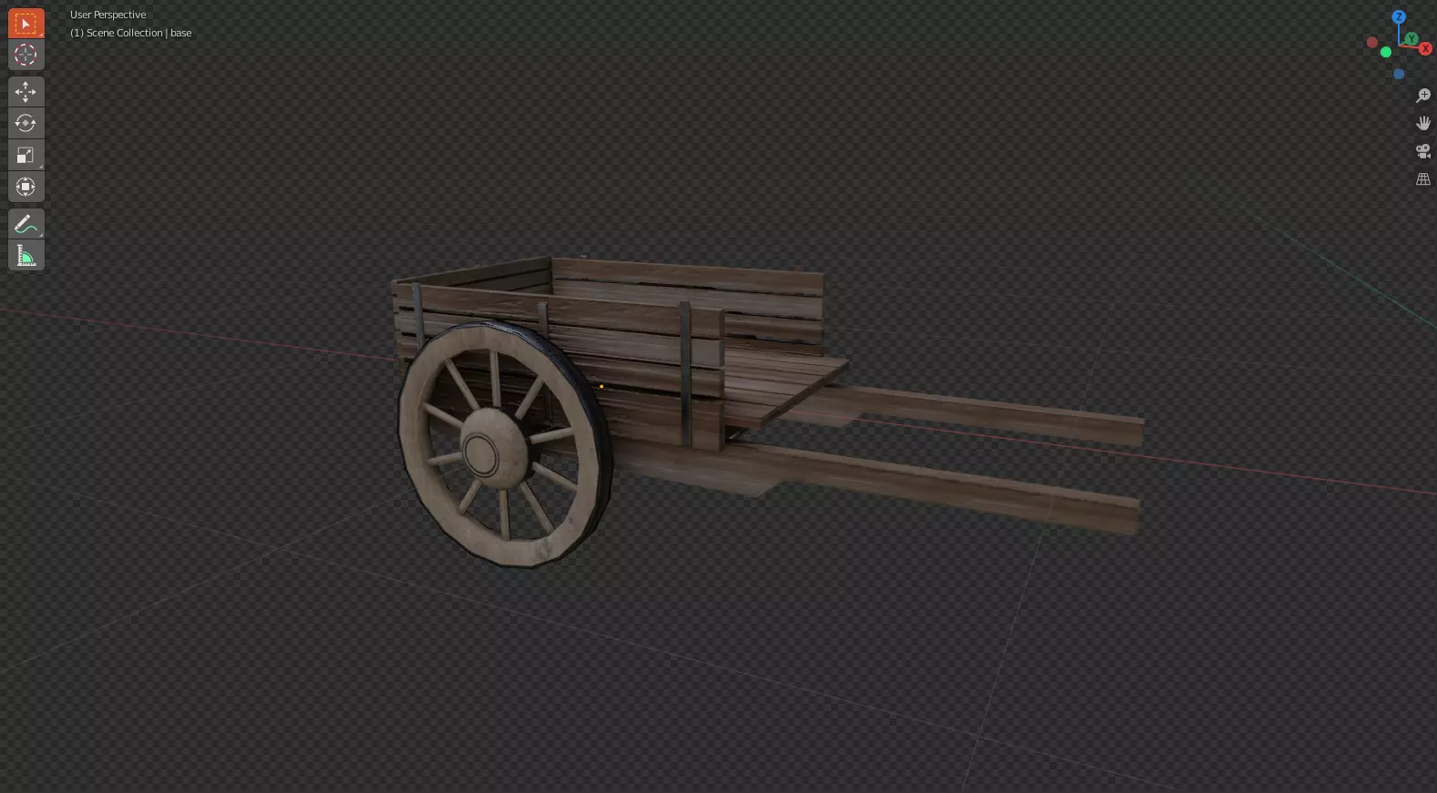 Wooden Cart  Middle Ages Low-poly 3D model_0
