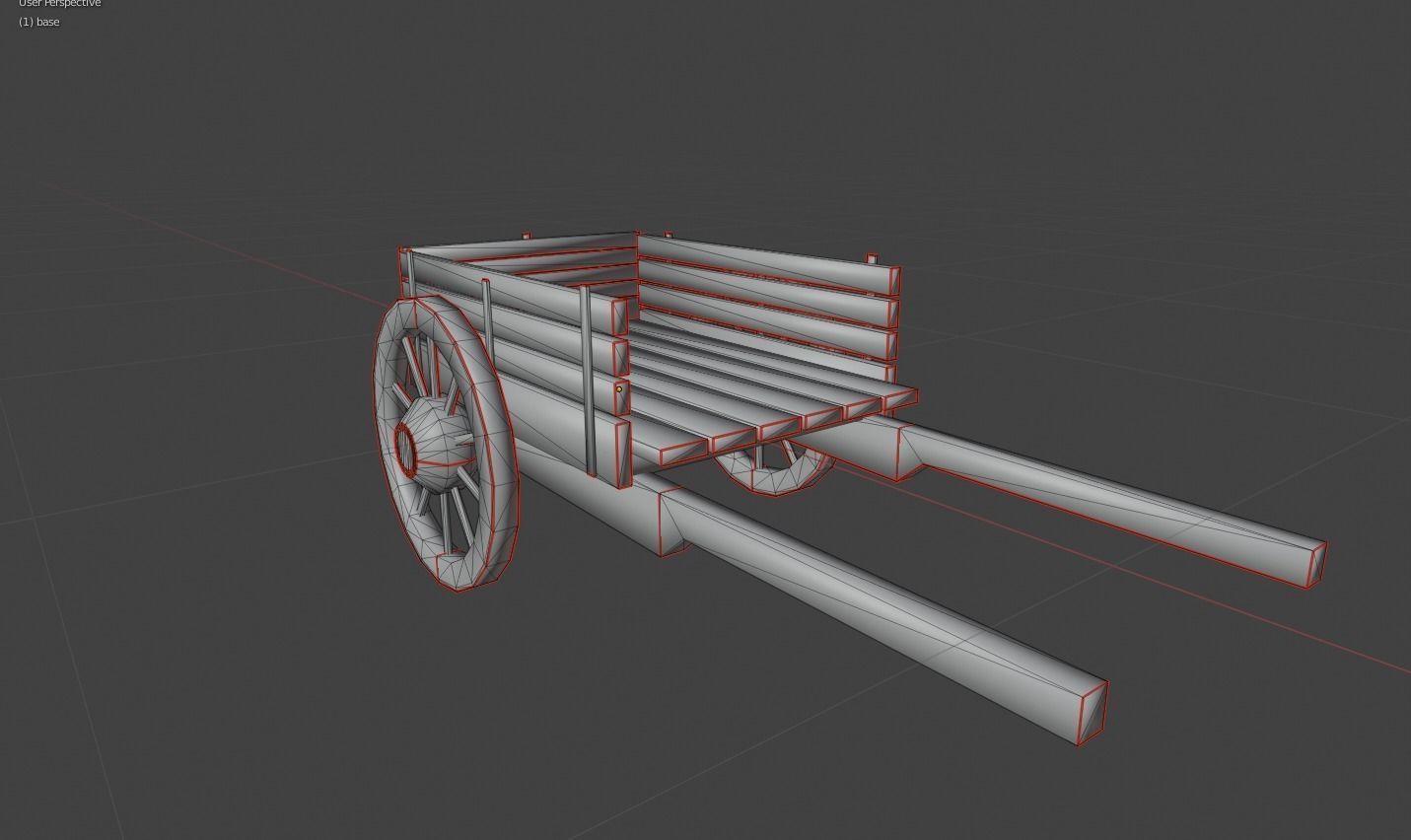 Wooden Cart  Middle Ages Low-poly 3D model_2