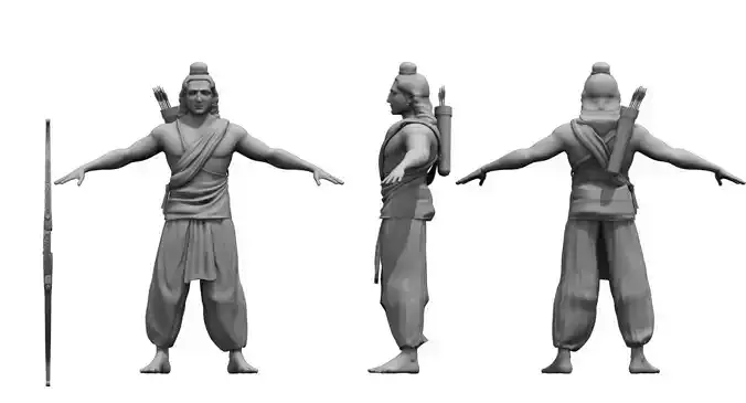 rama 3d model indian man with spear 3D model