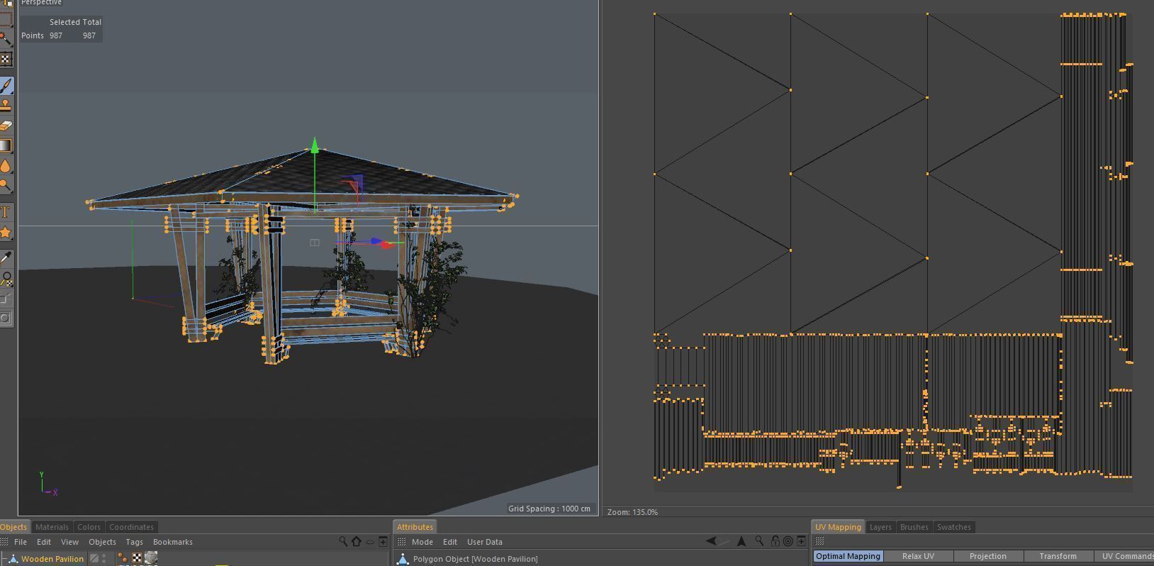 Wooden Pavilion Low-poly 3D model_10