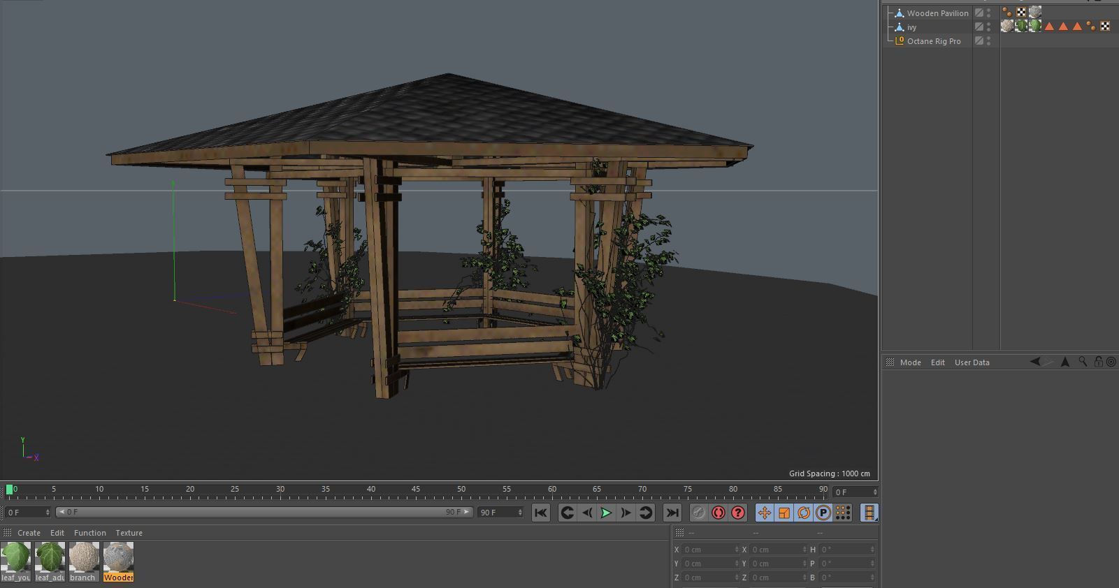 Wooden Pavilion Low-poly 3D model_13