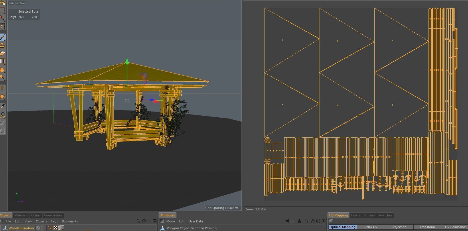 Wooden Pavilion Low-poly 3D model_11